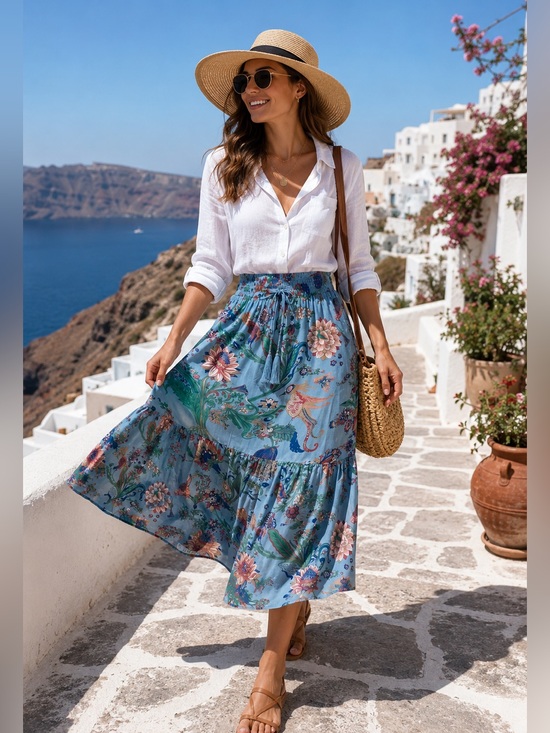 Tahari Dresses & Skirts - NWT T Tahari Floral Midi Skirt – Size S | Elastic Waist | Adjustable 💙🌸